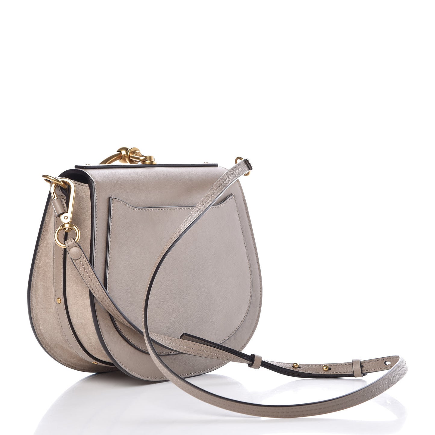 Calfskin Suede Medium Nile Bracelet Bag Motty Grey