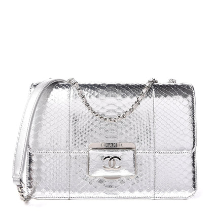 Chanel Metallic Python Beauty Lock Flap Silver 1 of 7