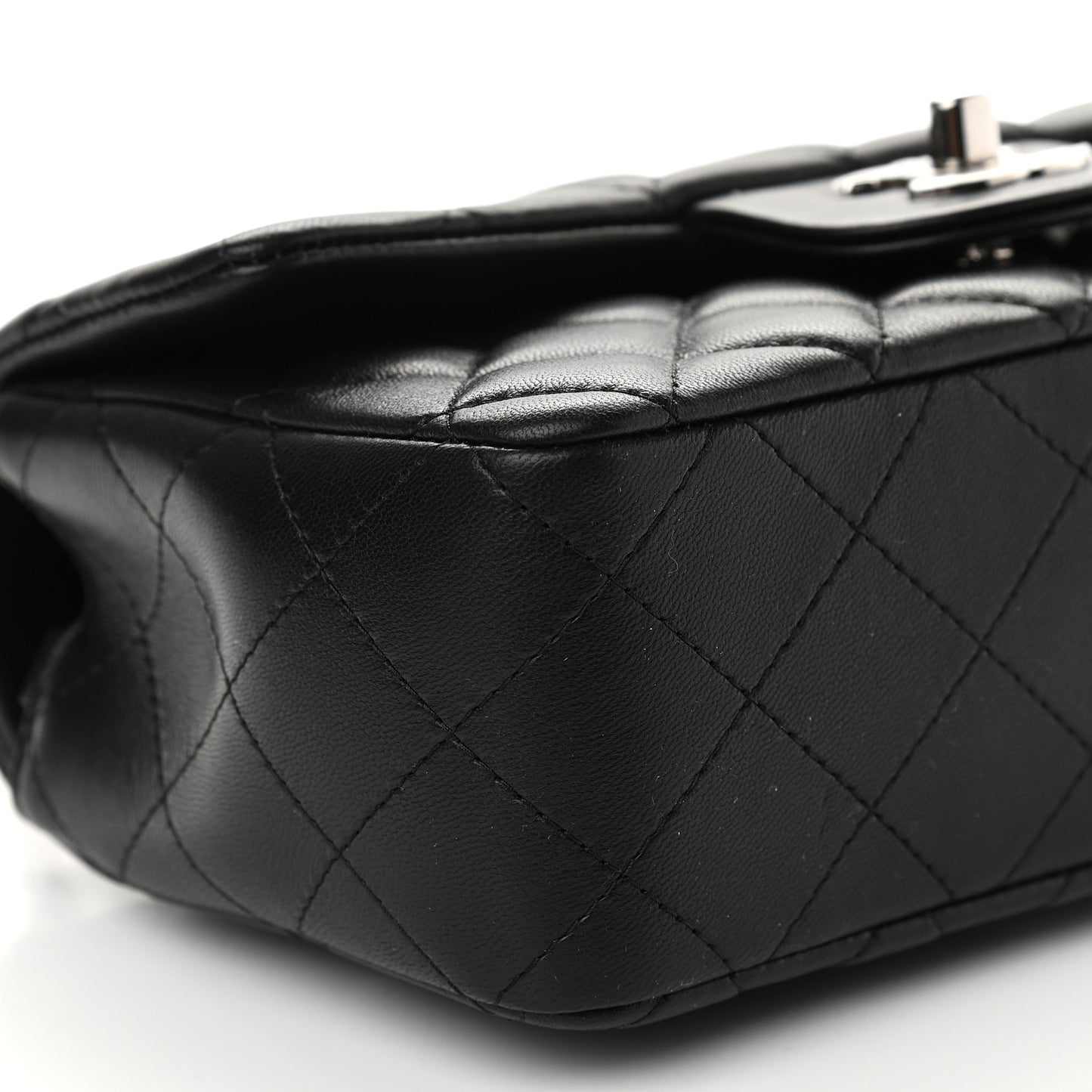 Lambskin Quilted Mini Rectangular Flap Black