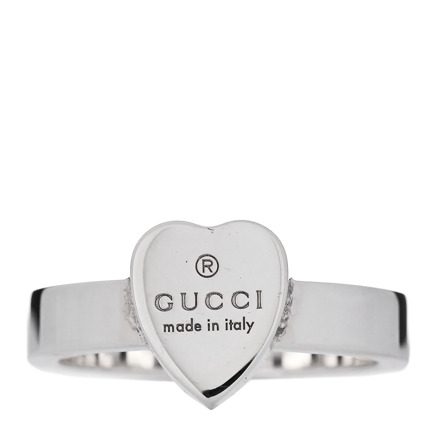 Gucci Sterling Silver Trademark Heart Ring 55 7.25 1 of 5