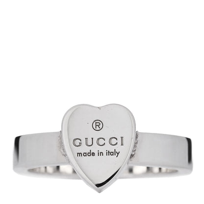 Gucci Sterling Silver Trademark Heart Ring 55 7.25 1 of 5
