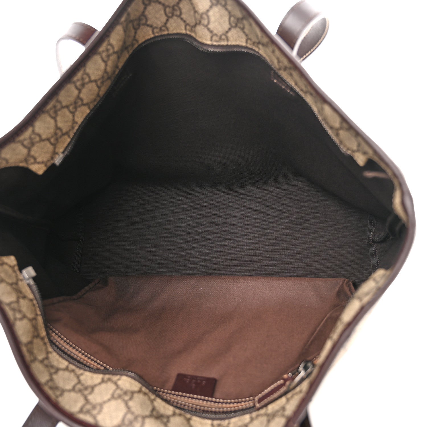 Gucci GG Supreme Monogram Medium Zippered Shopping Tote Dark Brown 5 of 11