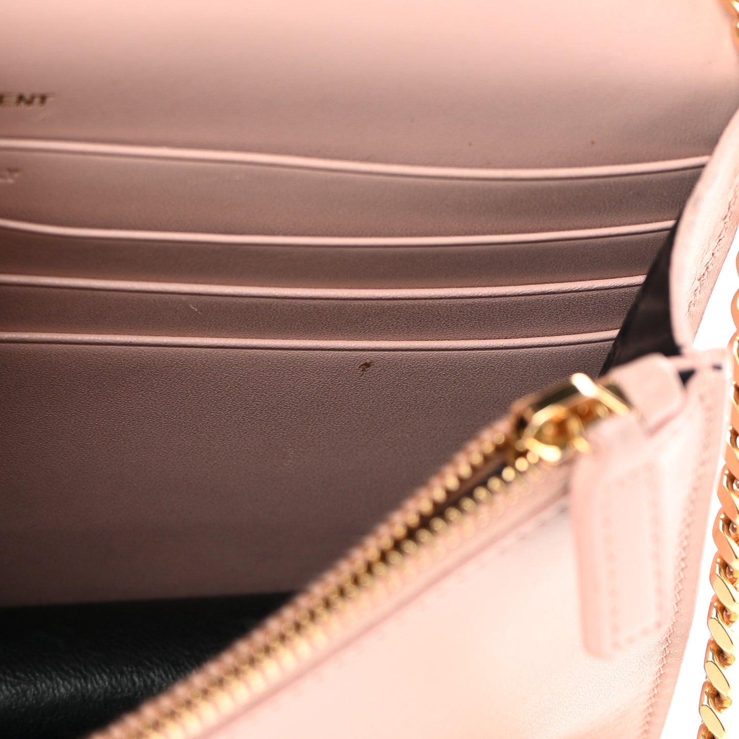 Smooth Calfskin Classic Monogram Kate Tassel Chain Wallet Marble Pink