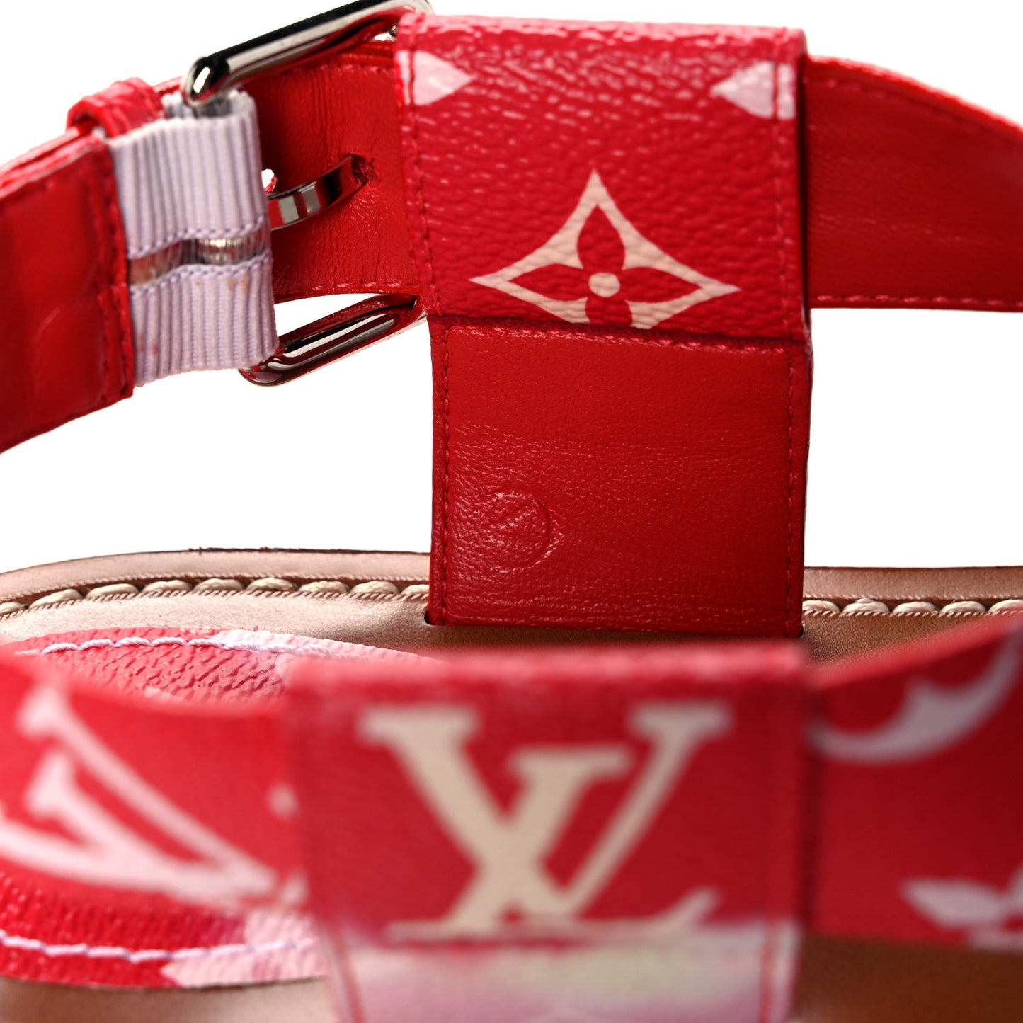 Monogram Escale Palma Flat Sandals 38 Rouge