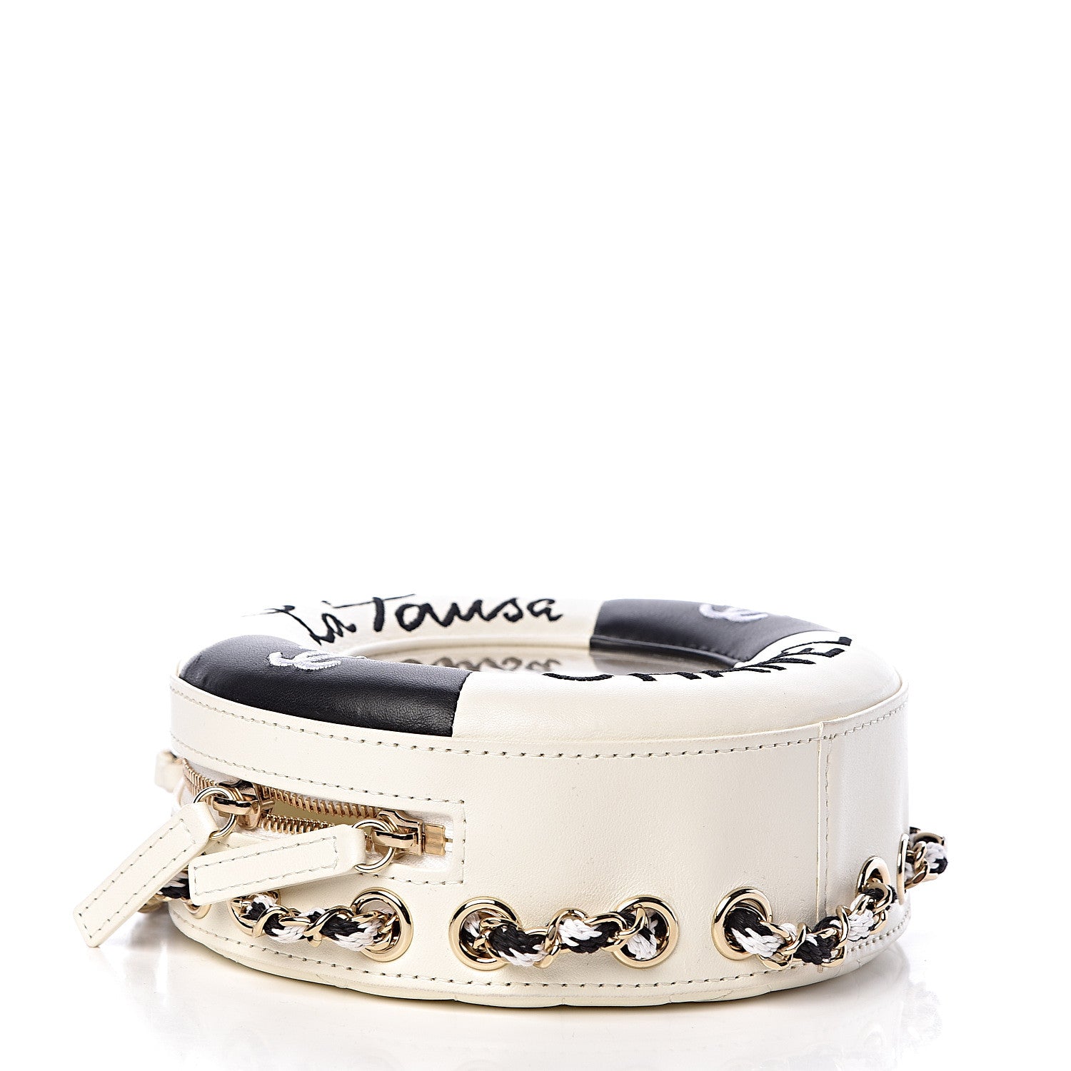 Chanel Lambskin Coco Lifesaver Round Bag Black White 4 of 11