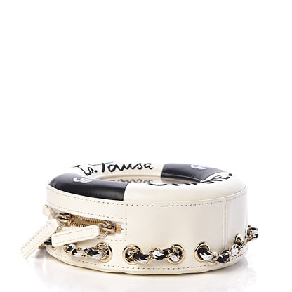Chanel Lambskin Coco Lifesaver Round Bag Black White 4 of 11