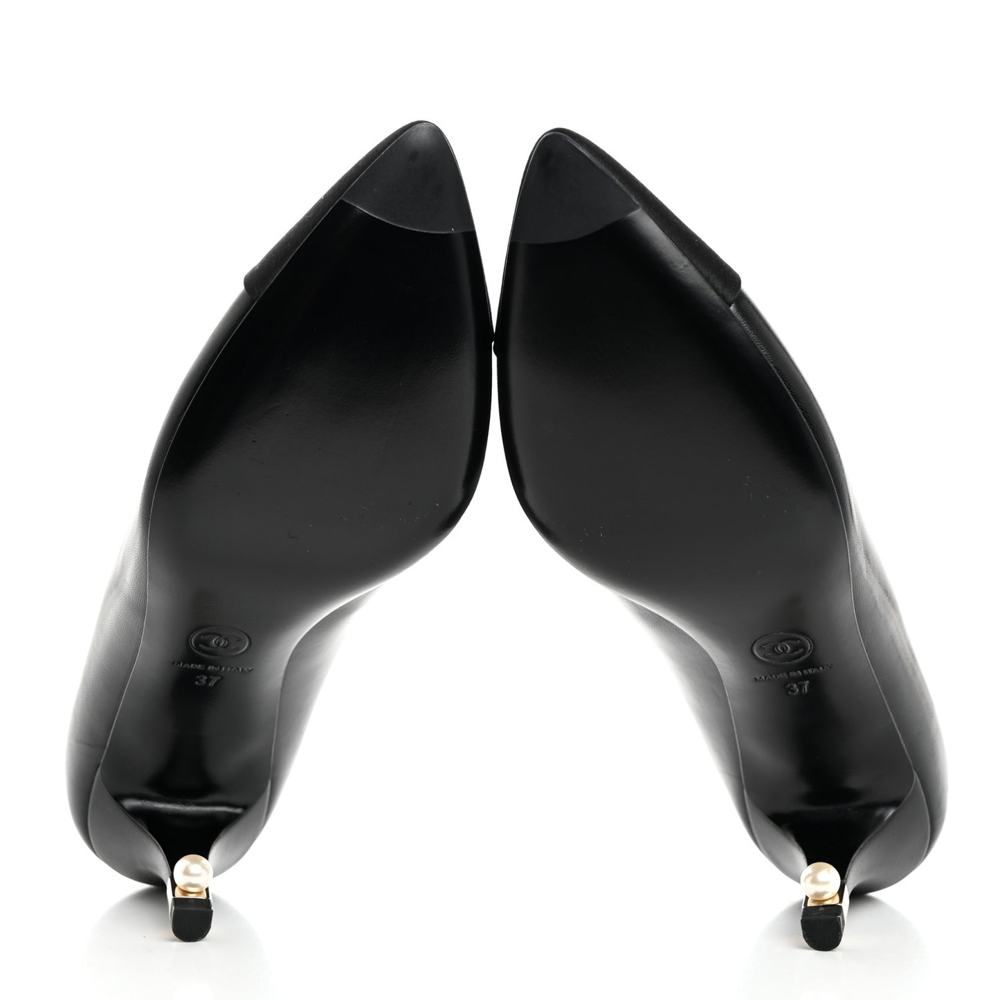 Lambskin Grosgrain Pearl Cap Toe Pumps 37 Black