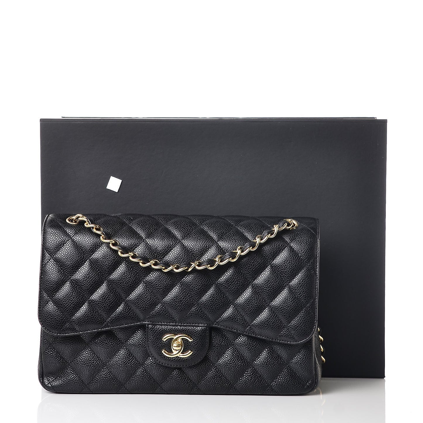 Caviar Quilted Jumbo Double Flap Black