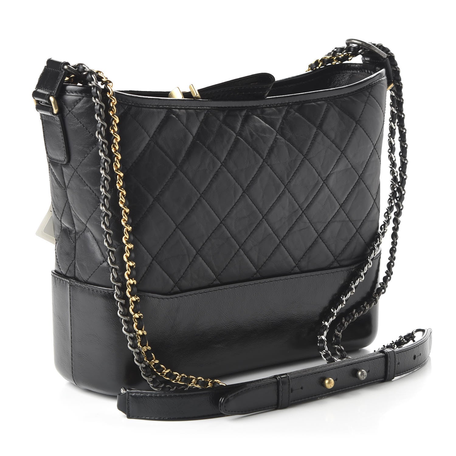 Chanel Aged Calfskin Quilted Medium Gabrielle Hobo Black 3 of 11