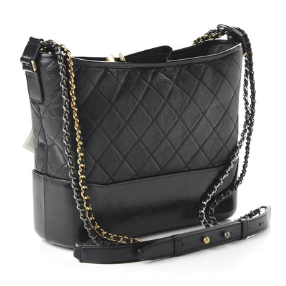 Chanel Aged Calfskin Quilted Medium Gabrielle Hobo Black 3 of 11