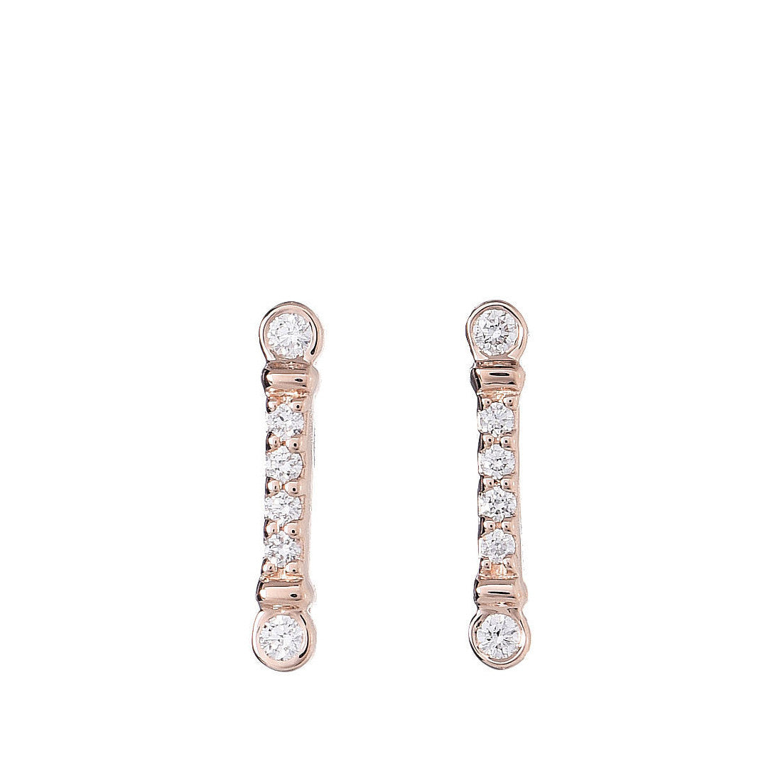 Tiffany 18K Rose Gold Diamond Fleur de Lis Key Bar Earrings 1 of 4