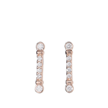 Tiffany 18K Rose Gold Diamond Fleur de Lis Key Bar Earrings 1 of 4