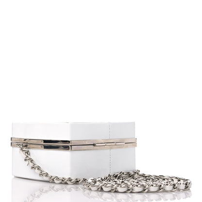 Chanel Patent Goatskin Quilted Clutch With Chain White 3 of 10