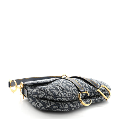 Christian Dior Monogram Double Saddle Bag Navy Blue 3 of 9