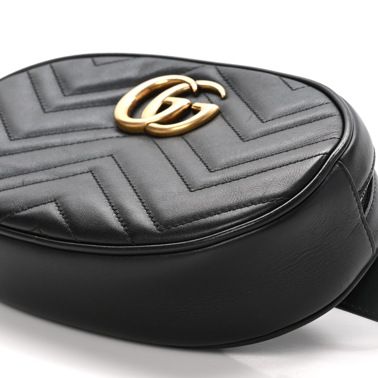 Gucci Calfskin Matelasse GG Marmont Belt Bag 95 38 Black 10 of 11