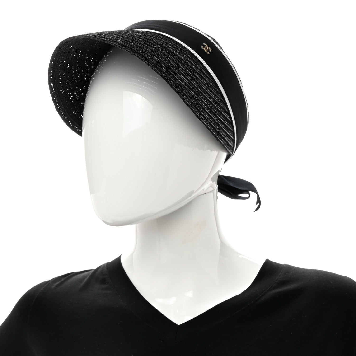 Chanel Abaca Cotton Ribbon Visor S Black 2 of 8