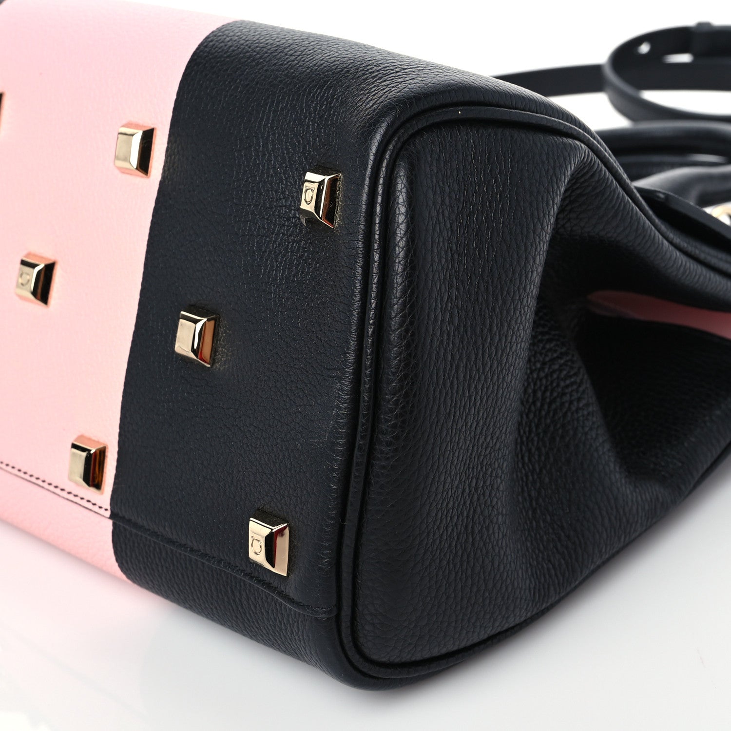 Salvatore Ferragamo Calfskin Studio Top Handle Bag Black Pink 8 of 8