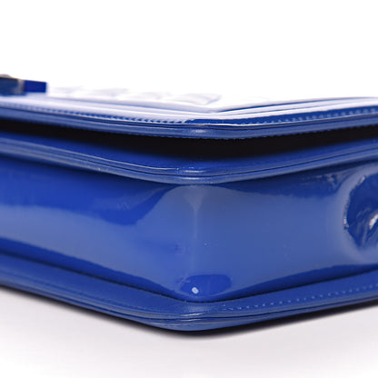 Chanel Patent Calfskin Quilted Plexiglass Boy Clutch With Removable Chain Blue 11 of 14