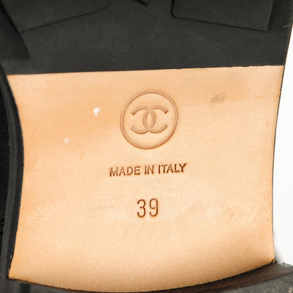 Chanel Calfskin Wool Combat Boots 39 Black 6 of 7
