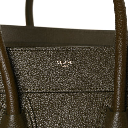 Celine Drummed Calfskin Micro Luggage Dark Olive 7 of 12