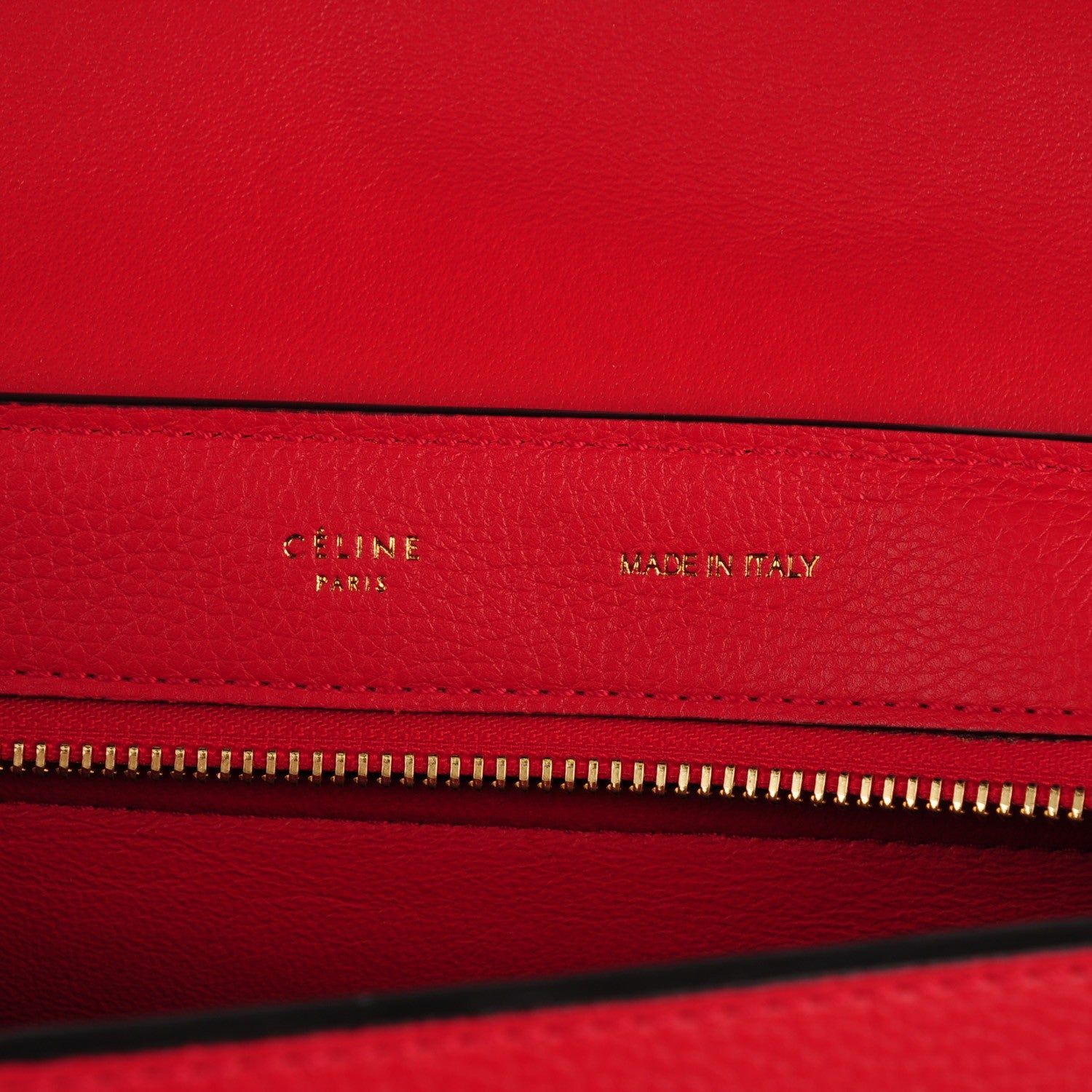 Celine Drummed Calfskin Suede Medium Trapeze Coquelicot 6 of 8