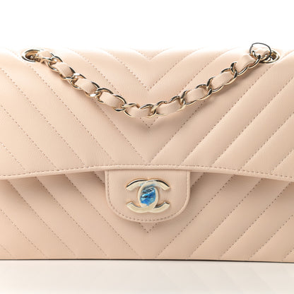 Chanel Caviar Chevron Quilted Small Double Flap Beige 8 of 10