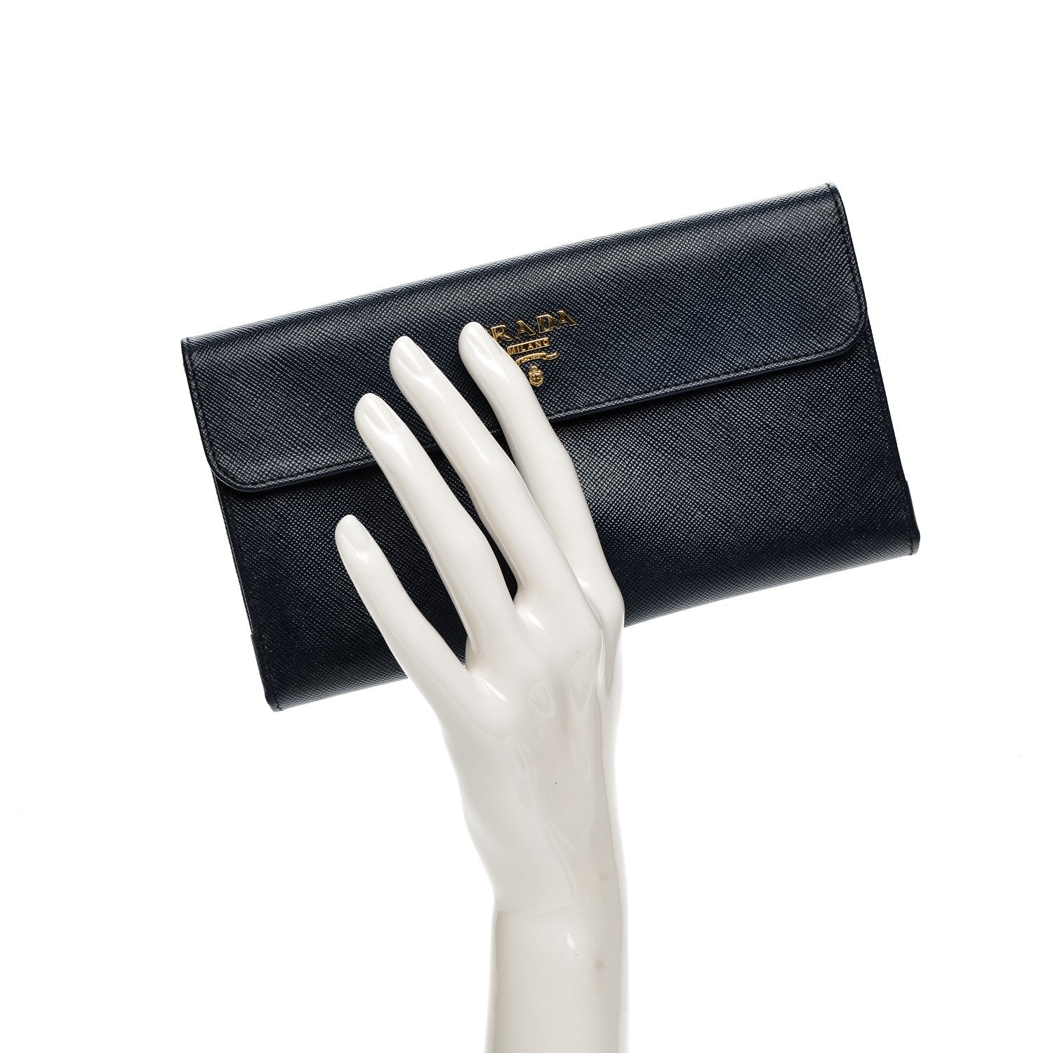 Prada Saffiano Metal Continental Flap Wallet Baltico 2 of 6