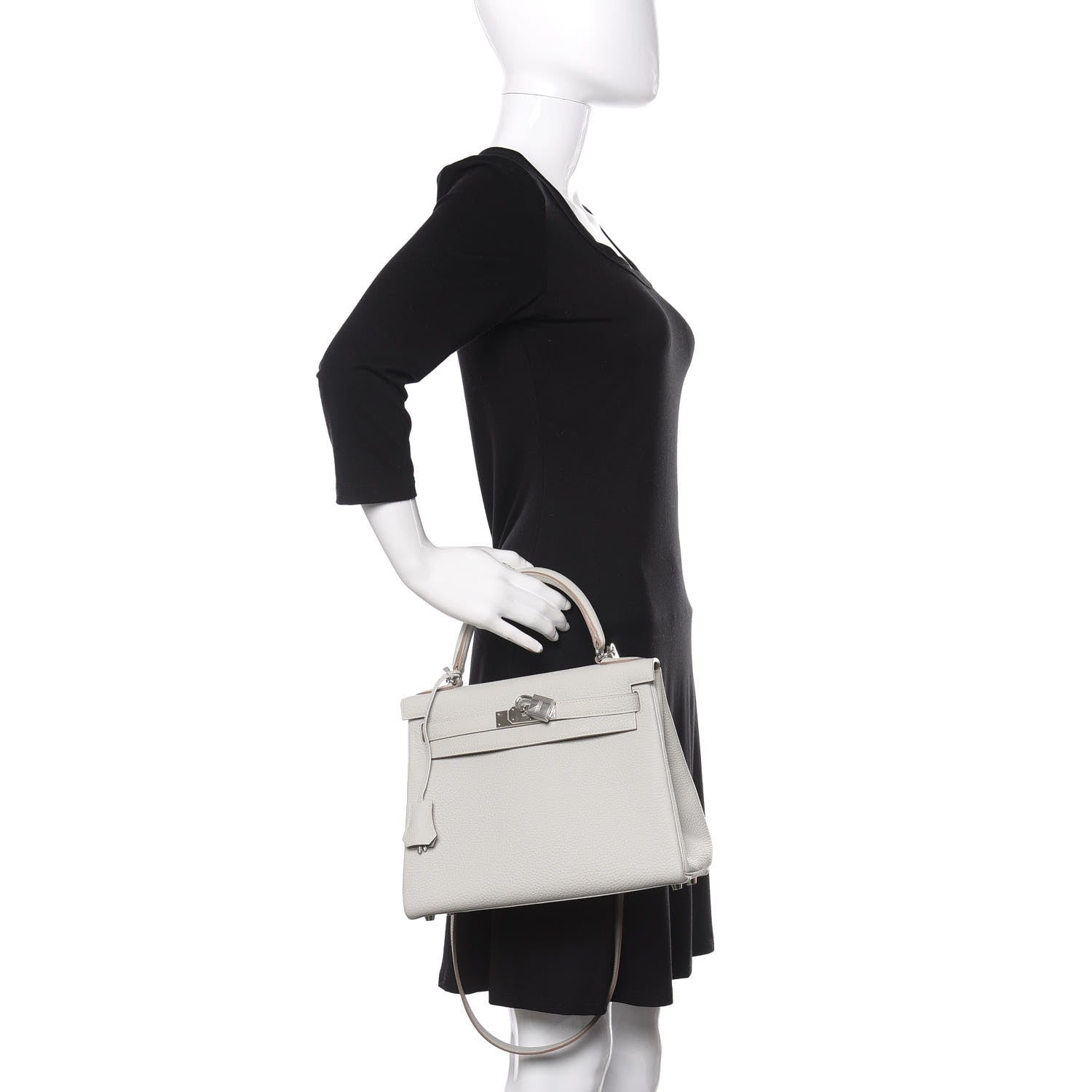 Hermes Taurillon Clemence Kelly Retourne 28 Gris Perle 3 of 12