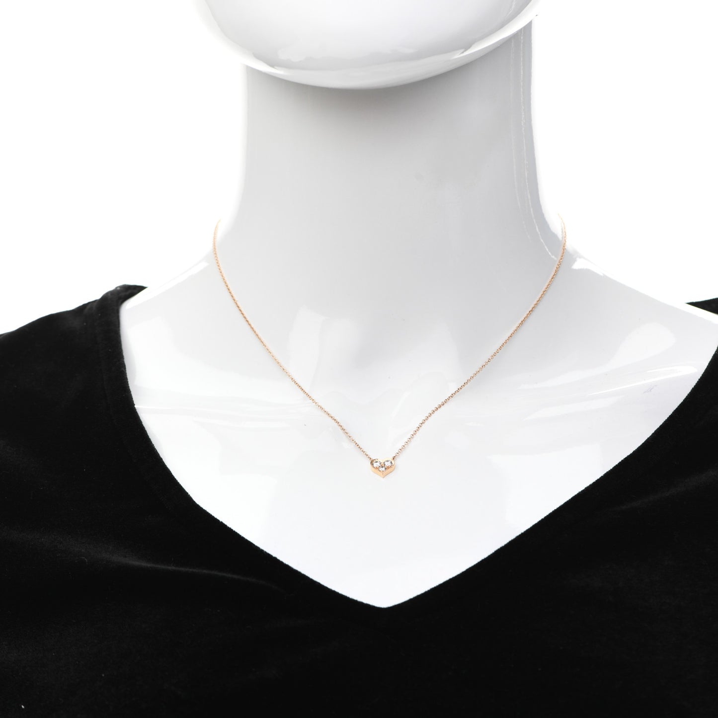 18K Rose Gold Diamond Heart Pendant Necklace