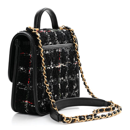 Chanel Tweed Calfskin School Memory Mini Top Handle Flap Black White Red Green Beige 3 of 11
