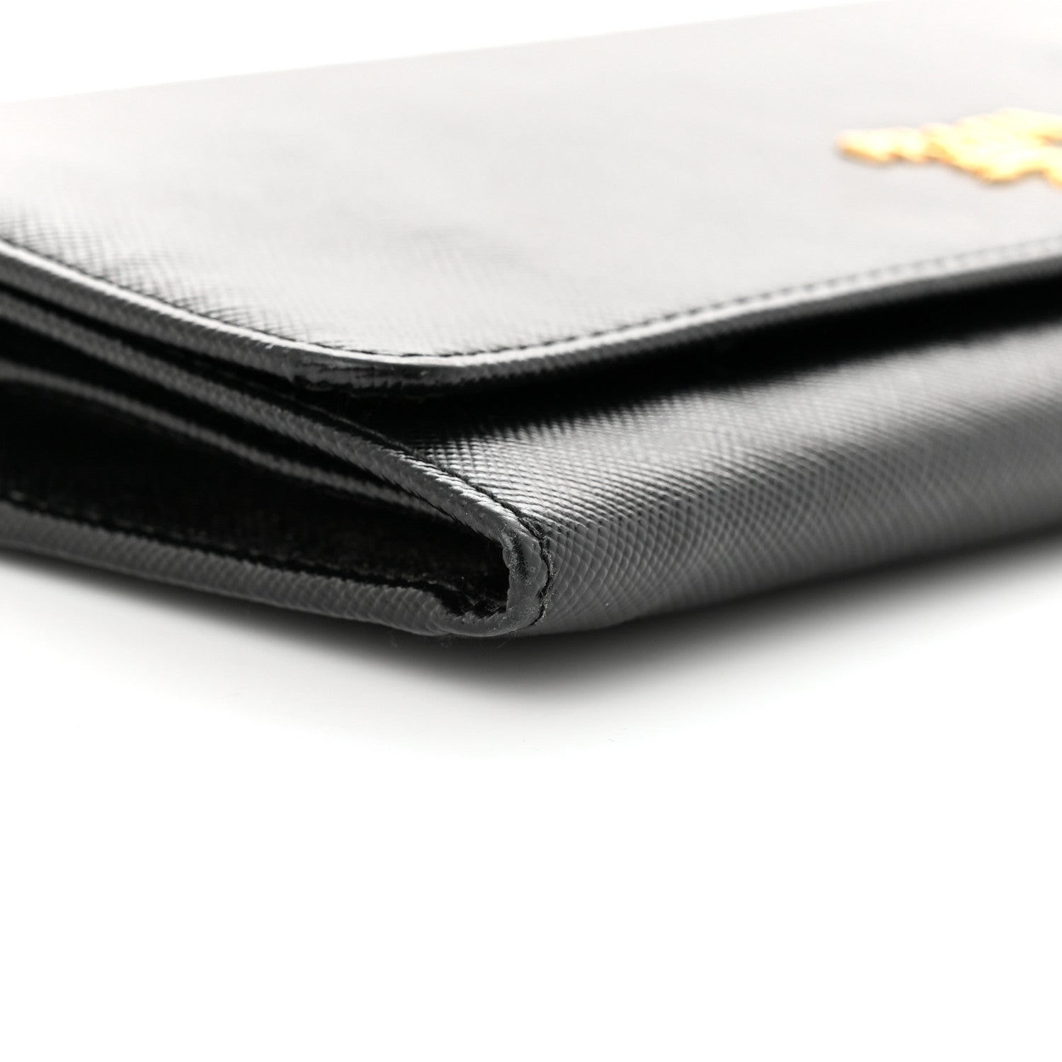 Prada Saffiano Metal Oro Chain Wallet Black 8 of 11