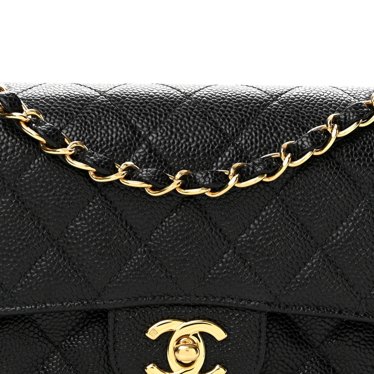 Caviar Quilted Small Double Flap Black