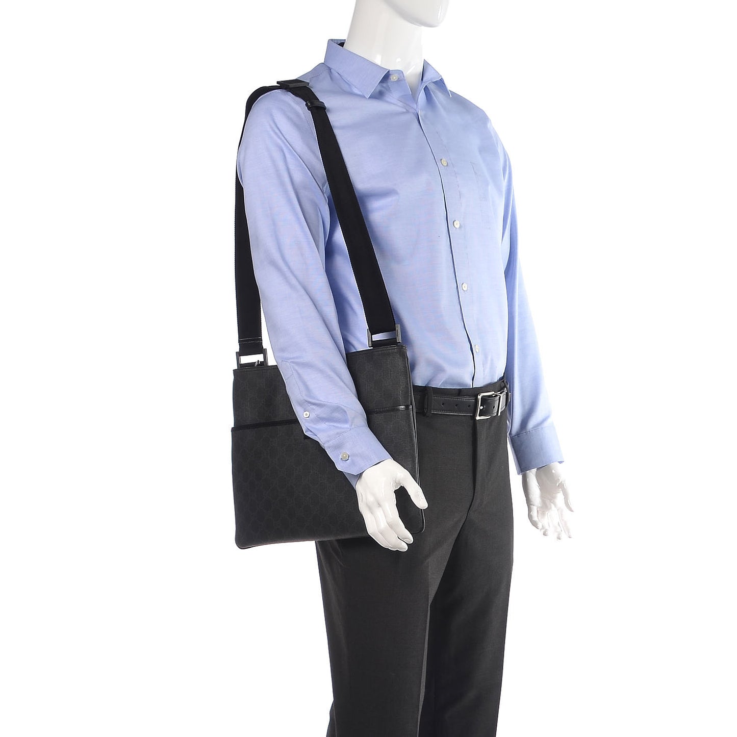 GG Plus Monogram Medium Flat Messenger Bag Black