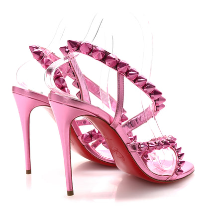 Christian Louboutin Metallic Calfskin Spikita 100 Sandals 37 Fuchsia 5 of 8