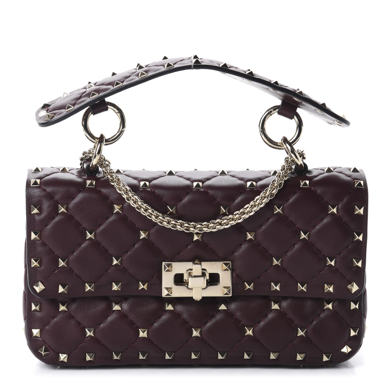 Valentino Garavani Lambskin Small Rockstud Spike Shoulder Bag Rubin 1 of 10