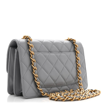 Chanel Caflskin Quilted Dual Handle Chain Flap Bag Grey 3 of 10