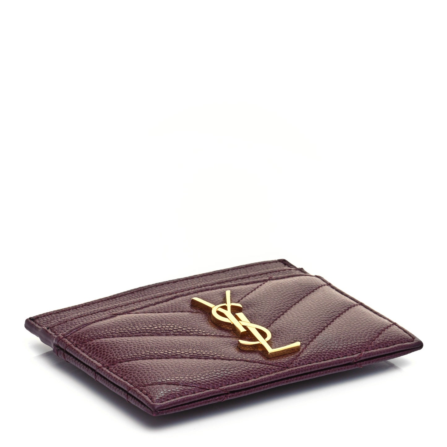 Grain De Poudre Matelasse Chevron Monogram Credit Card Case Bordeaux
