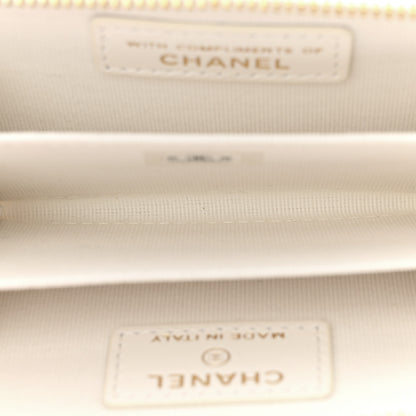 Chanel Tweed Quilted Bow Flap Card Holder On Chain White 5 of 13