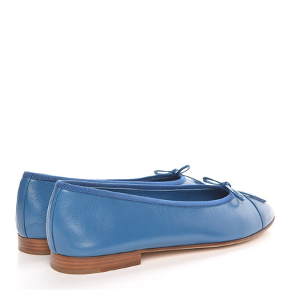 Chanel Goatskin Cap Toe CC Ballerina Flats 39.5 Blue 4 of 9