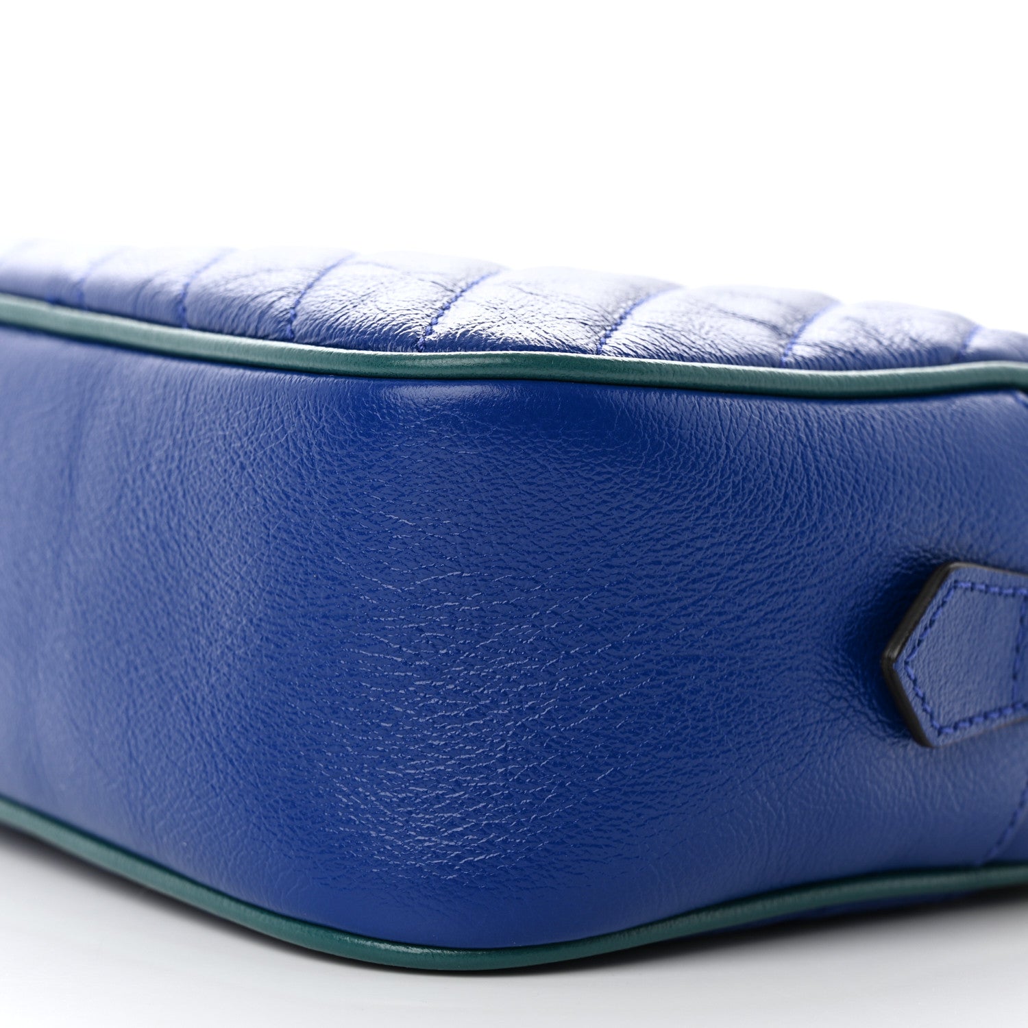 Gucci Azalea Calfskin Enamel Matelasse Diagonal Small Torchon GG Marmont Chain Shoulder Bag Imperial Blue Pavone 10 of 11
