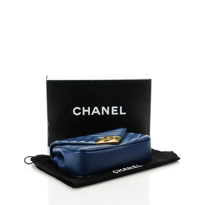 Chanel Lambskin Chevron Quilted Mini Pyramid CC Flap Navy Blue 4 of 7