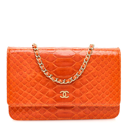 Chanel Snakeskin Wallet On Chain WOC Orange 1 of 11