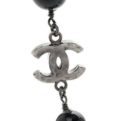 Chanel Bead CC Long Necklace Silver Black 4 of 5