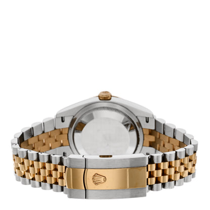 Rolex Stainless Steel 18K Yellow Gold Diamond 36mm Oyster Perpetual Datejust Watch Olive Green Roman 126203 3 of 5
