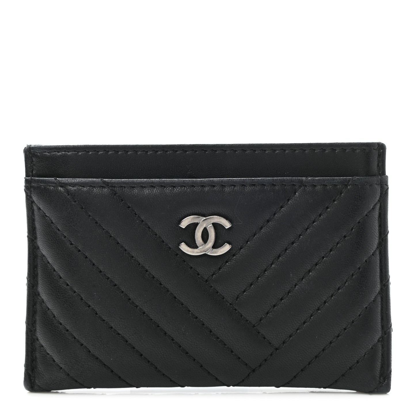 Lambskin Quilted CC Crossing Card Holder Black