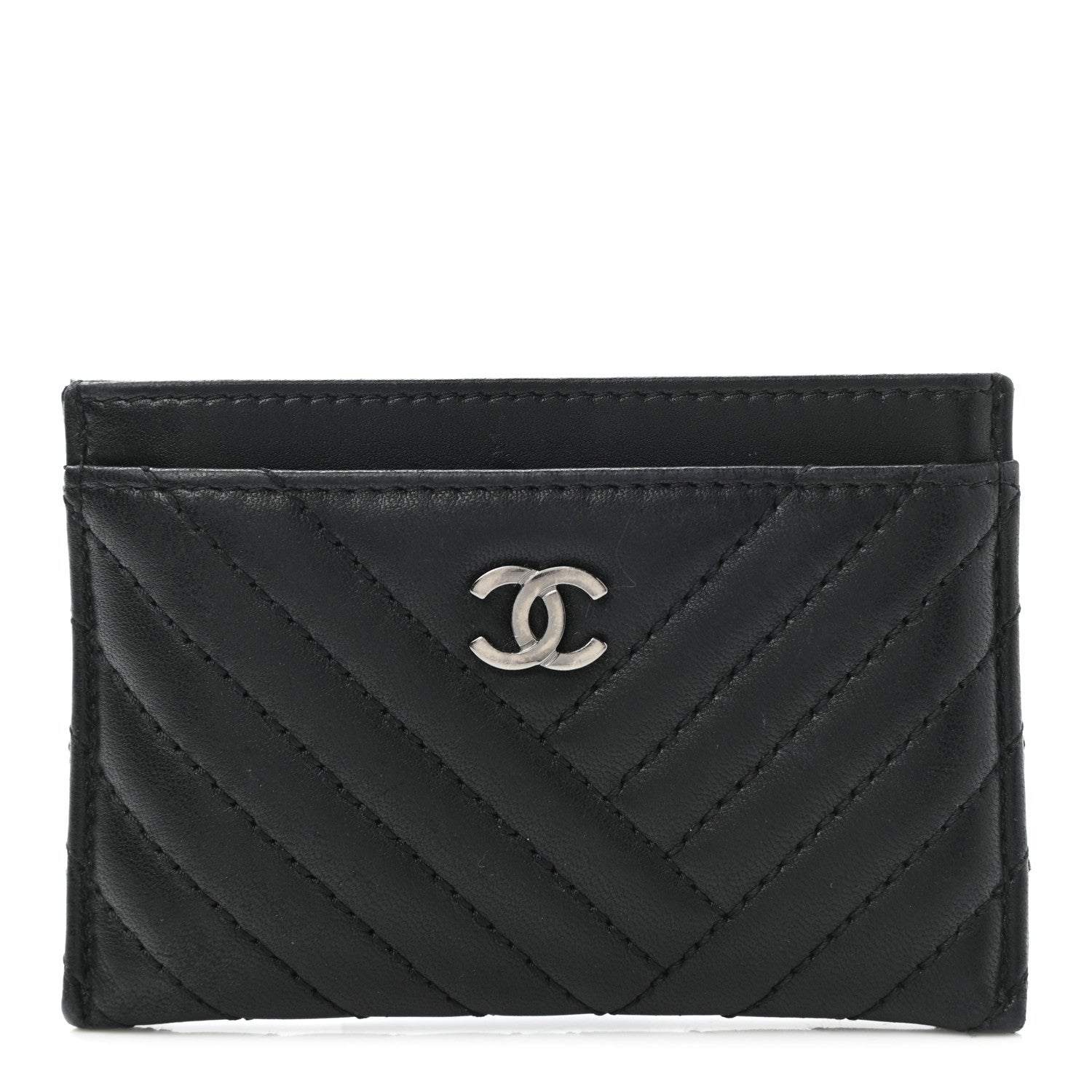 Chanel Lambskin Quilted CC Crossing Card Holder Black 1 of 8