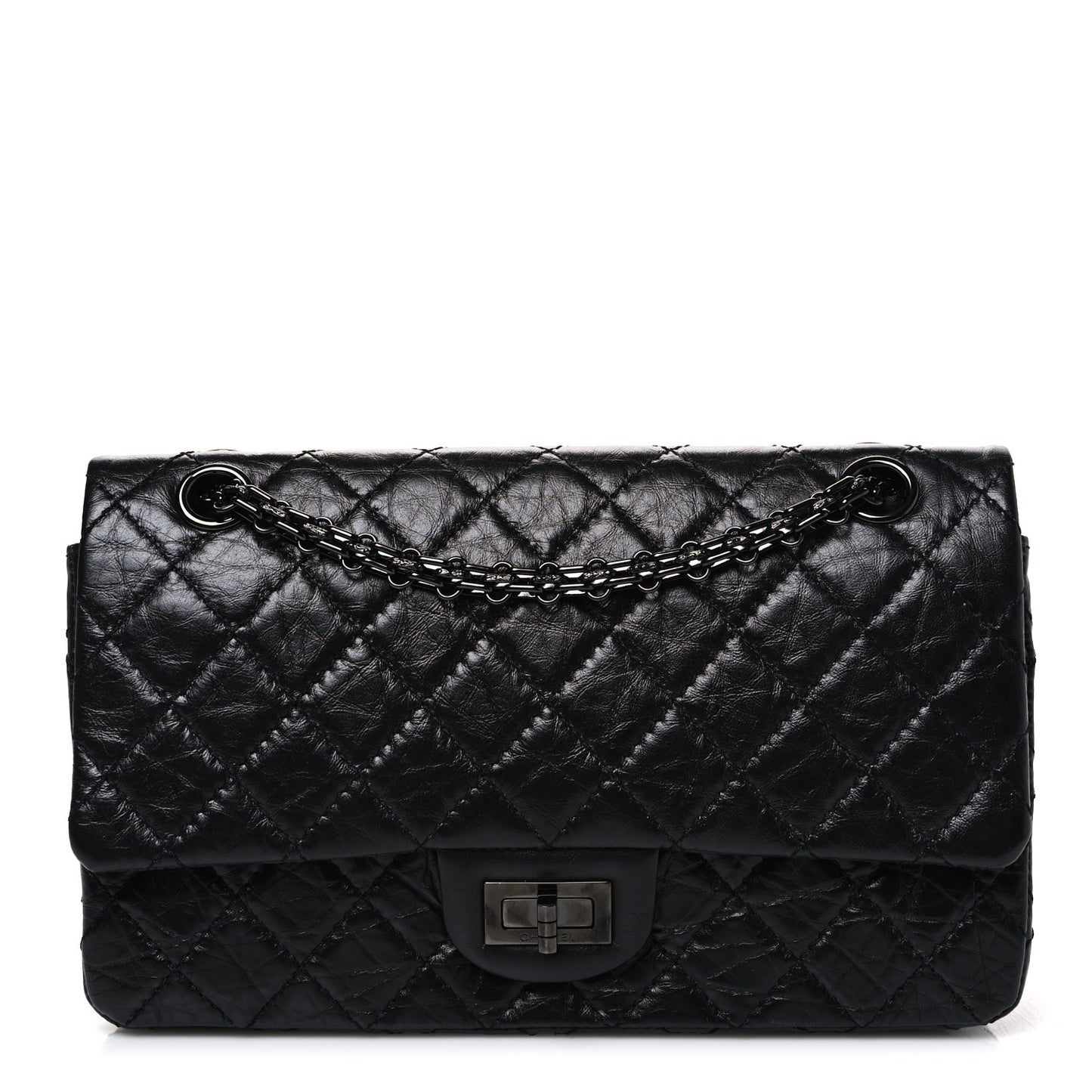 Aged Calfskin Quilted 2.55 Reissue 225 Flap  So Black