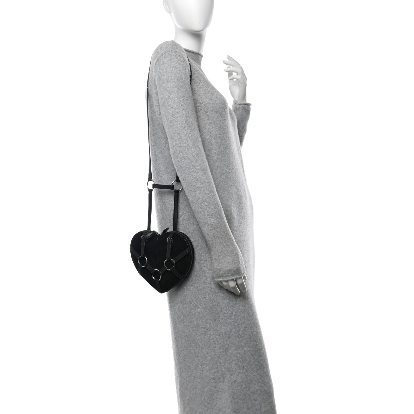 Suede Goatskin Harness Le Coeur Bag Black