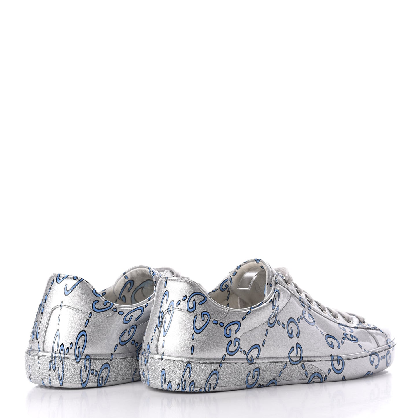 Miro Rubber Wax GucciGhost Print Mens New Ace Sneakers 7 Silver