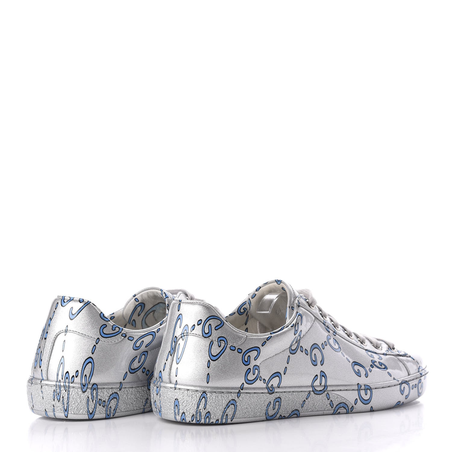 Gucci Miro Rubber Wax GucciGhost Print Mens New Ace Sneakers 7 Silver 4 of 9